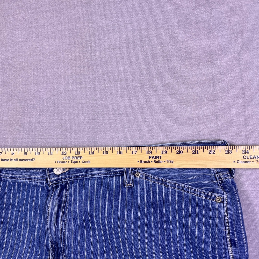 Old Navy Pinstripe Rigid O.G. Loose Denim Jeans Womens Size 22 Blue Cotton - Picture 8 of 12